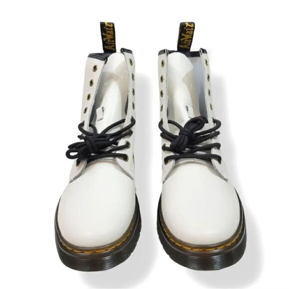 NEW Dr. Martens Zavala T Lamper Combat Boot in White Leather Unisex M 10/W 11 - Picture 4 of 16